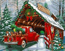 Christmas Paint by Number for Adults. Truck Paint by Numbers for Adults Beginner