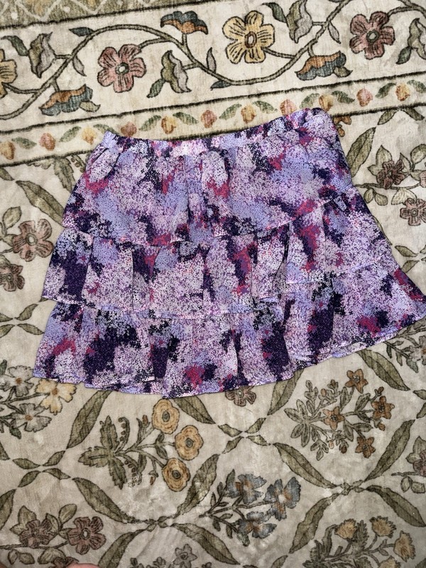 y2k Children's Place Shades of Purple Splatter Design Ruffle Lined Skirt GirlsXL