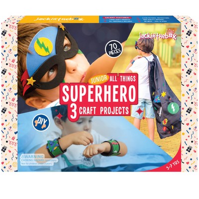 Superhero DIY Dress Up Art Craft Kit Make Cape Mask Cuffs Gift Boys