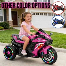 12V Electric Motorcycle Kids Ride On Toy,Music and LED lighting,three wheels