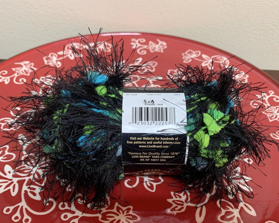 New Discontinued Lion Brand Yarn Fancy Fur Eyelash Yarn Stormy Sea # 257 - Image 3 of 3