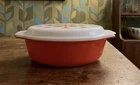 Vintage Pyrex Friendship 2.5 Qt Oval Casserole Dish w/ Lid Orange 045 Red