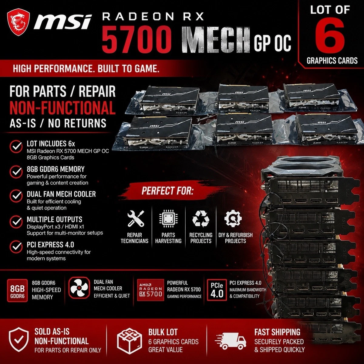 MSI AMD Radeon RX 5700 AMD Computer Graphics Cards for sale - eBay