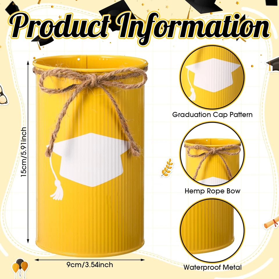 12 piezas 2025 mesa de graduación centro de mesa decoración grado jarrones de metal galvanizado para... Foto 3 de 4