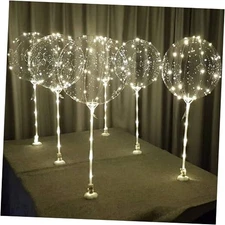  warm white 6pc LED Light up Balloon with sticks, stands and Warm White