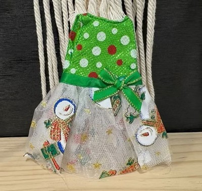Christmas Elf On A Shelf Green with Snowmen Doll Dress
