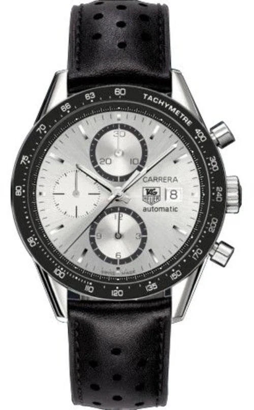 Reloj de acero para hombre Tag Heuer Carrera CV2011.FC6205 41 mm esfera plateada bisel negro