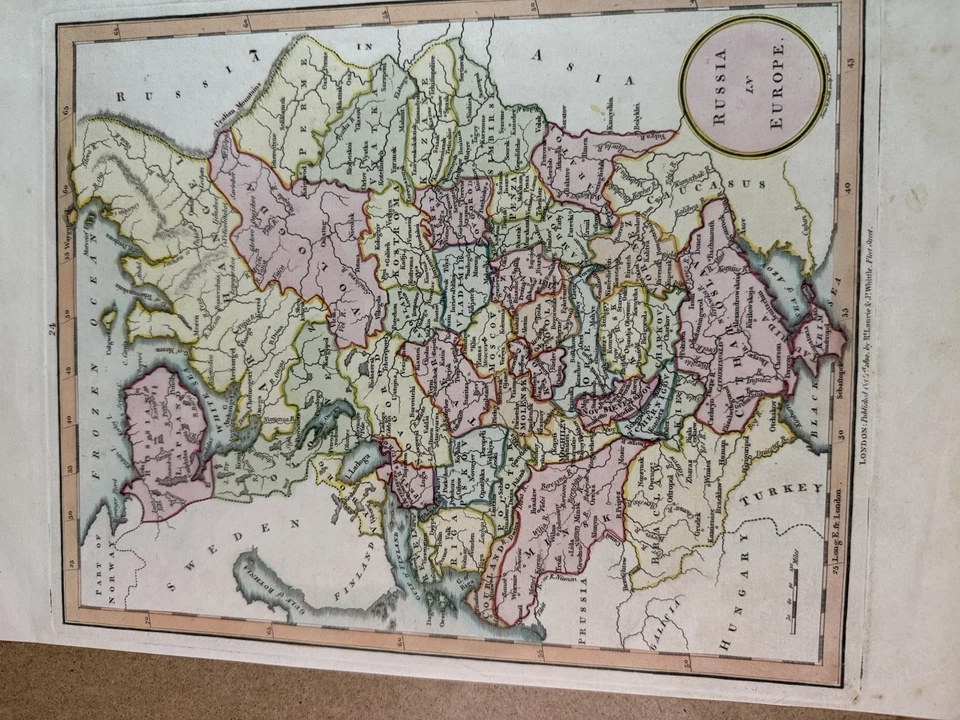 Mapa antiguo "Rusia en Europa" - Laurie & Whittle, Londres, 1810 original RARO Foto 3 de 4