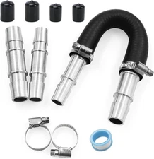 Upgrade Aluminum Engine Heater Core Bypass Kit with 5/8" 3/4" Hose Fit for Most