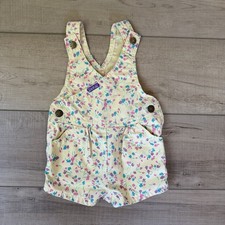 Vintage OshKosh B'gosh Yellow Floral Pastel Overall Shorts 18 Month USA Made