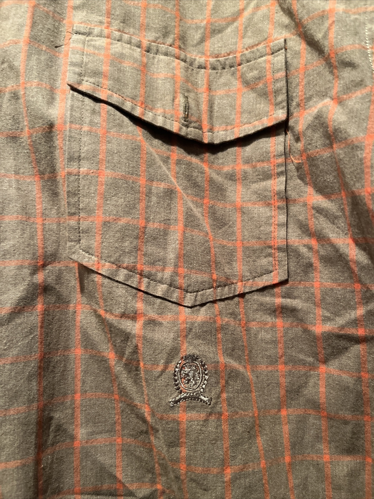 Tommy Hilfiger Brown Orange Checkered Men's Long … - image 2