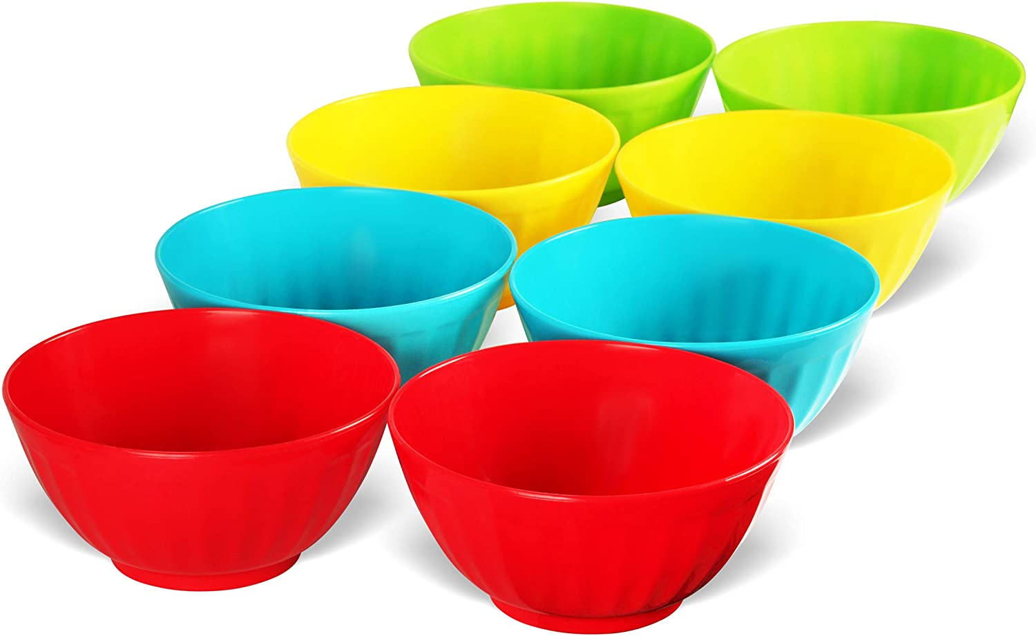 Set of 8 Plastic Bowls, 28oz Microwave Safe BPAFree, Kids Soup/Cereal