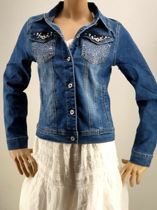 G Smack Stylische Jeansjacke Mit Strass Perlen Gr 38 Ebay