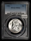 1956 50c Franklin Half Dollar - PQ Looks 65 - PCGS MS 64 - SKU-X4397