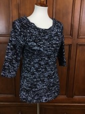 Ann Taylor Womens Chunky Sweater Sz Sm Blues And Gray Fitted
