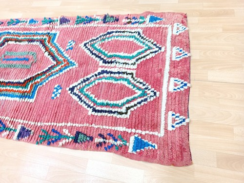 3x7 Red and colorful Handmade Vintage Carpet Berber Traditional Moroccan Rug - Picture 16 of 17