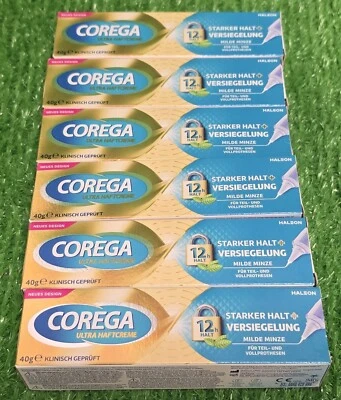 (139,58€/kg) 6x COREGA Ultra Haftcreme starker Halt Versiegelung Versand 0€