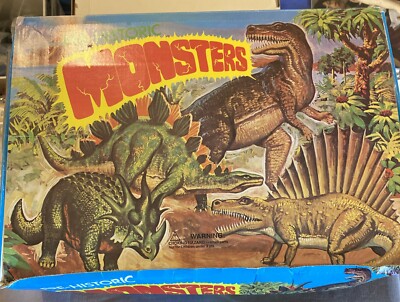 ''Pre-historic Monsters'' Spielzeug Dinosaurier 10 Stück - 80er Vintage selten - verpackt PD492