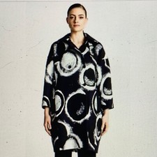 Marni Oversized Jacquard Coat Blue/black Sz: 42 It Made In Italy! New $3,250