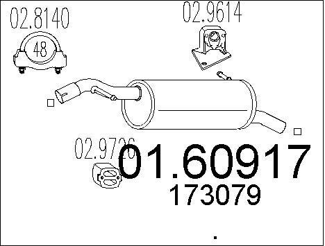 Silencieux arrière Peugeot 207 1.6 16v pot echappement terminal essence 110ch