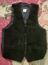 VTG Don't Stop womens mens unisex S leather black vest cowboy western 1990s