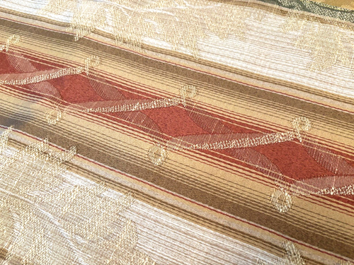 Runner, tan and brown, new handmade, polyester, 14.5 x 38 liner on the back - Picture 8 of 9
