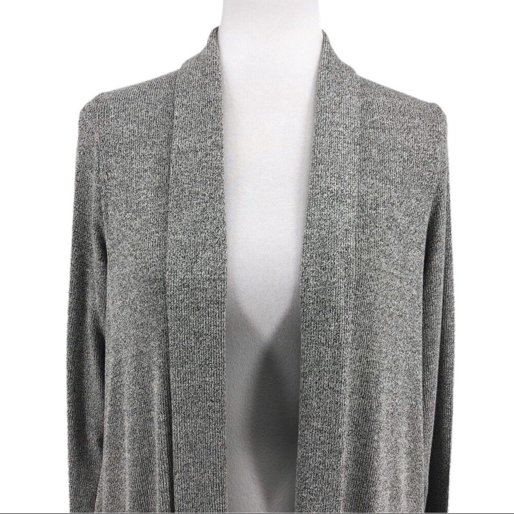 Women's Lisa Rinna Collection Gray Knit Long Open Front Cardigan