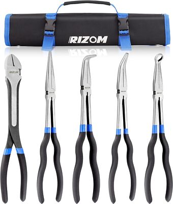 RIZOM 5-Piece 11 Inch Long Nose Pliers Set, Extra Long Reach Pliers Set