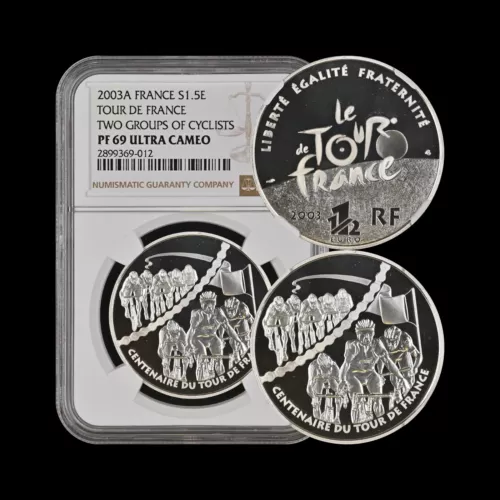 FRANCE. 2003, 1.5 Euro, Silver - NGC PF69 - Top Pop 🥇 Tour de France, Sprint