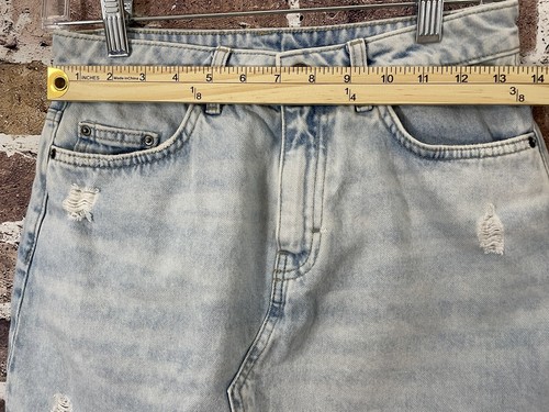 DENIM Destroyed Mini SKIRT zip front SIZE 4 Divided by H & M - Picture 5 of 18
