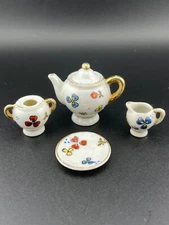Made in Occupied Japan Miniature Tea Set Red Yellow Blue Flowers