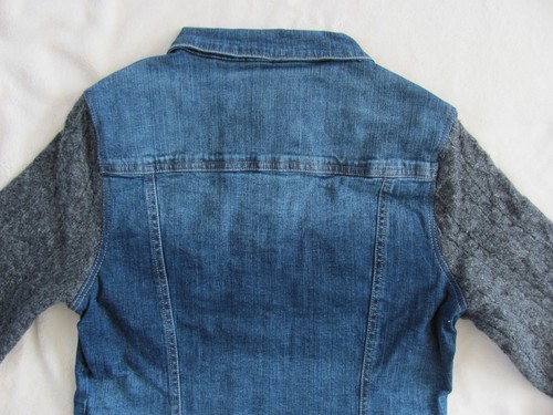 Silver Jeans Denim Jacket with Knit/Sweater Sleeves-Blue/Gray-Size XS -NWT $89 - Picture 6 of 11