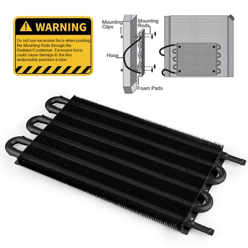 6 Row Aluminum Remote Transmission Oil Cooler Auto-Manual Radiator Converter Kit - Picture 3 of 7