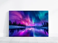 Northern Lights Aurora Borealis Photography, Northern Lights Canvas Art Print