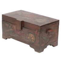 Truhe Holzkiste Holztruhe Schatztruhe Kiste Box Palmenholz Braun Bunt 39Cm