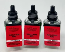 3 BATH & BODY WORKS VANILLA BEAN NOEL WALLFLOWER FRAGRANCE REFILL BULB PLUG IN
