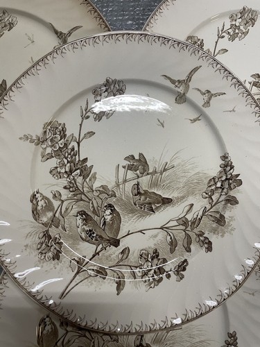23cm Lot de 4x Assiette SARREGUEMINES Modèle Printemps Faïence Ancien Oiseau 4 - Imagen 2 de 5