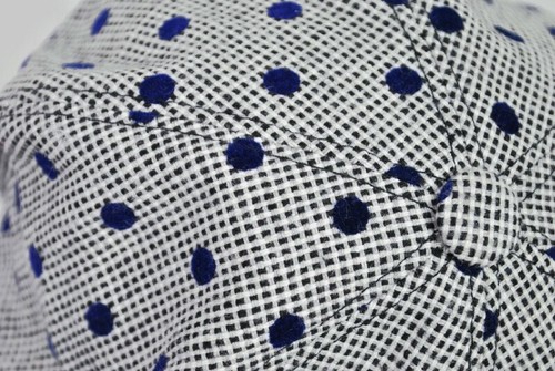 New Kangul Fred Segal Dotted Navy Woven Beret With Detachable Bow M - Picture 8 of 14