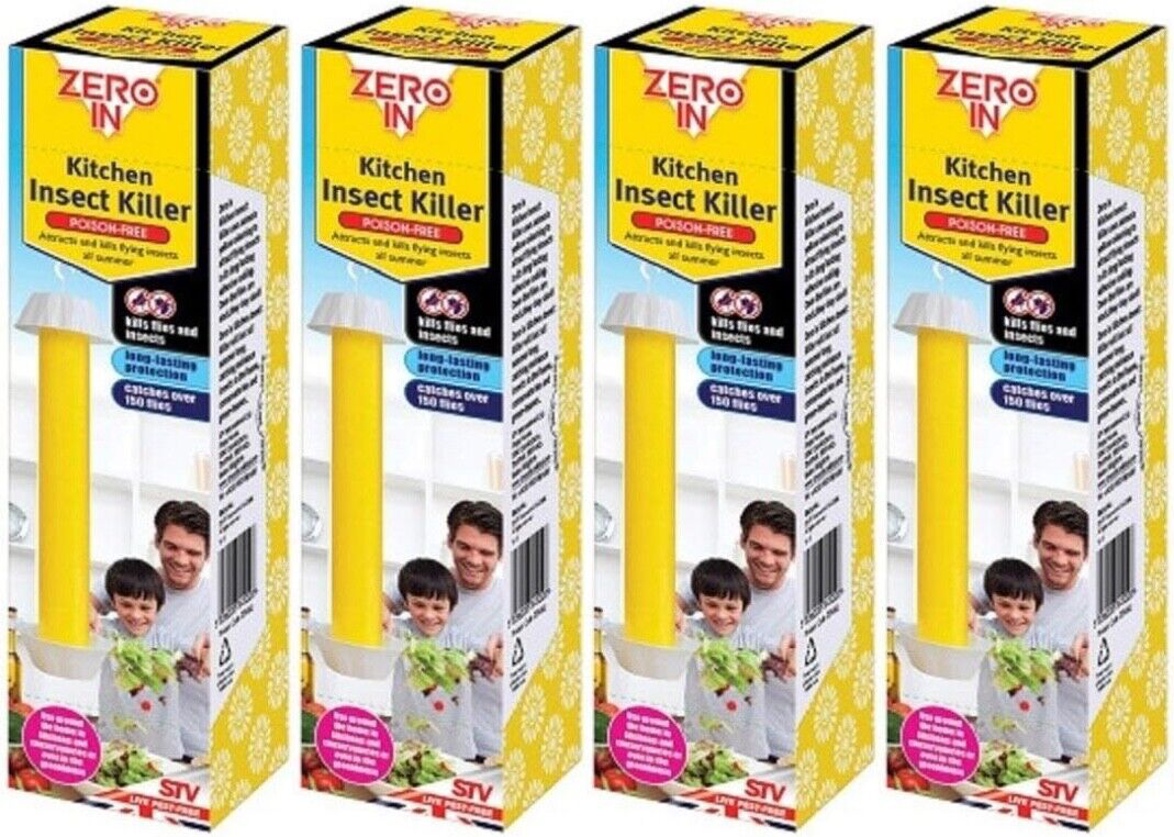 4x Zero In Kitchen Poison-Free Attracts Bug Fly Insect Killer Adhesive Stick