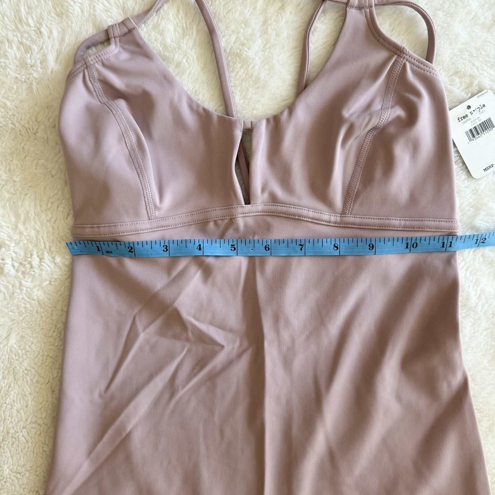 Free People Womens XS Glow One Piece Body Suit Stretch Thin Straps Gypsum NEW