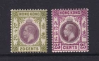 HONG KONG 1912-14 GV 20c & 25c SG107-8 MH CAT £70