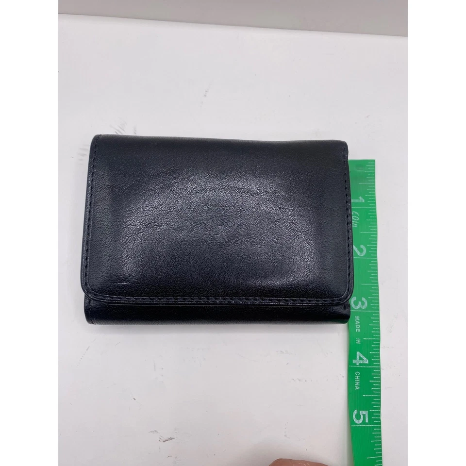 Tony Perotti 黑色皮革三折钱包银色 Kisslock 硬币钱包 — 第 4/4 张图片