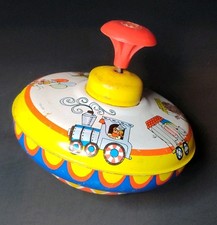 Vintage 1960's Ohio Art Metal Spinning Top Tin Toy CIRCUS