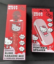 Sanrio Hello Kitty Bluetooth Red Portable Speaker  Bling Karaoke Mic Microphone