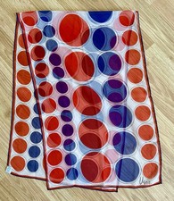 Vintage Vera Neumann Red White  Blue Verasheer Scarf 44  X 15  