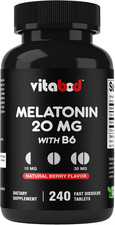Melatonin 20mg High Potency Natural Sleep Aid Berry Flavor 240 Fast Dissolve TAB