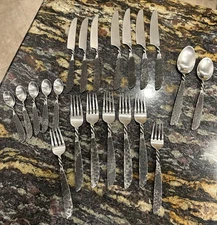 21 Pc Retroneu Twisted Ice Stainless Hammered Medieval Hand Forged Style