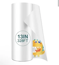 DTF Transfer Film roll 13" x 328ft,Transfer Paper Double Sided Glossy Clear P...