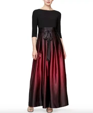 SL Fashions Petite Ombré Satin Gown , Fig/Black Sz 14P a642572