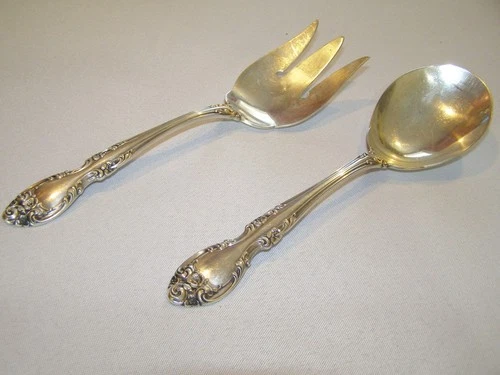 Gorham Melrose Sterling Silver 9" Serving Fork & Spoon - 7.7 oz